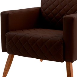 Kit 02 Poltronas Decorativas Fixa Pés de Madeira Alberta D02 Corano Tressê Marrom C-34 - Lyam - 3