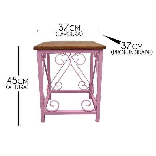 Banqueta Rustica De Ferro Para Decoração de Jardim com Varias Cores - Rosa - 2