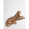 Estátua de Gesso Leopardo Deitado Bronze Dourado - 1