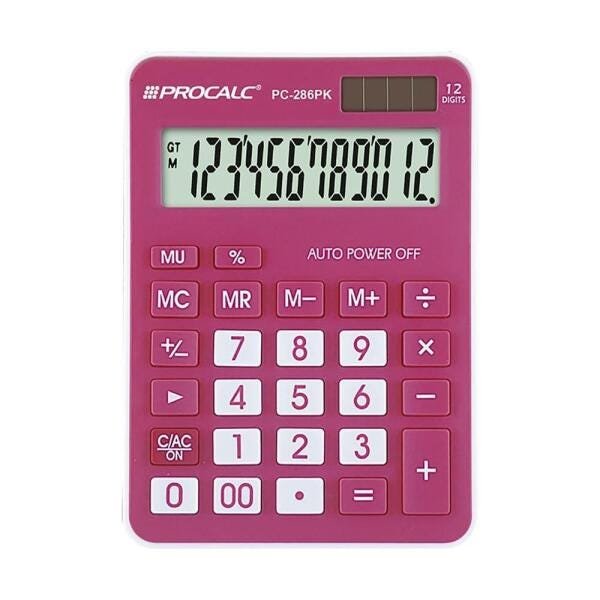 Calculadora de Mesa Procalc PC286 PK 12 Digitos PINK - 1