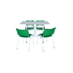 Jogo Mesa 120x70 para Restaurante Comércio com 4 Cadeiras Iso Verde Base Branca Ecomhome - 4