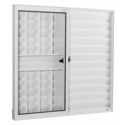 Janela de Alumínio Veneziana 100x120cm 3 Folhas 1 Fixa com Grade e Vidro Liso Integral Tecno Astra  - 1