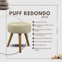Ver imagem 3 de Puff Pufe Decorativo Redondo Pés Palito Suede Bege