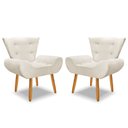 Ver imagem 2 de Kit 2 Poltrona Emilia +puff Redondo Decorativo:bege