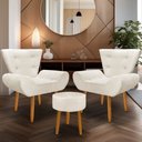 Ver imagem 1 de Kit 2 Poltrona Emilia +puff Redondo Decorativo:bege
