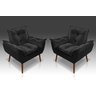 Kit 02 Poltrona Decorativa Opala Suede Preto - Pandora Decor - 1