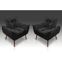 Ver imagem 1 de Kit 02 Poltrona Decorativa Opala Suede Preto - Pandora Decor