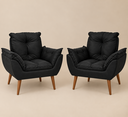 Ver imagem 1 de Kit 02 Poltrona Decorativa Opala Suede Preto Sala Clinica
