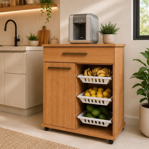 Balcão Fruteira para Cozinha 1 Porta 1 Gaveta 3 Cestos Goiânia Espresso Móveis