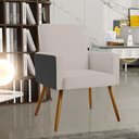 Ver imagem 1 de Poltrona Decorativa Maria W01 Pés Palito Linho Bege Couríssimo Preto - Lyam Decor
