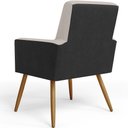 Ver imagem 7 de Poltrona Decorativa Maria W01 Pés Palito Linho Bege Couríssimo Preto - Lyam Decor