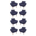 Ver imagem 1 de Kit 08 Poltronas Opala Decorativas Sala de Estar Suede Cor:azul Marinho