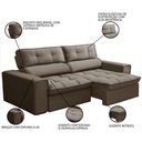 Ver imagem 5 de Sofá Retrátil Reclinável 3 Lugares 220cm Blanches F05 Veludo Castor - Mpozenato