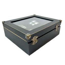 caixa porta relógio de pulso masculino em mdf para gaveta - preto para 4 relógios - 2