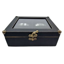 caixa porta relógio de pulso masculino em mdf para gaveta - preto para 4 relógios - 3