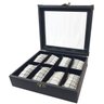 caixa porta relógio de pulso masculino em mdf para gaveta - preto para 8 relógios - 3