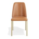 Ver imagem 2 de Cadeira Sala de Jantar Lior com Encosto Estofado Base Dourada Couríssimo Whisky - Desk Design