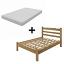 Ver imagem 2 de Cama Casal Esmeralda com Colchão Madeira Maciça Nogueira