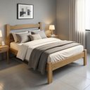 Ver imagem 1 de Cama Casal Esmeralda com Colchão Madeira Maciça Nogueira
