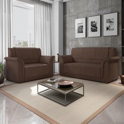 Sofá 2 e 3 Lugares Itália Marrom Suede - 2