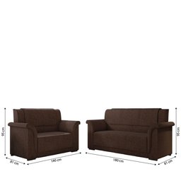 Sofá 2 e 3 Lugares Itália Marrom Suede - 5