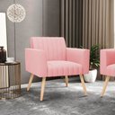 Ver imagem 2 de Kit 2 Poltronas Viena Gomada Suede Pés Palito Natural - D’Rossi Rose