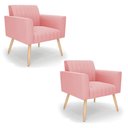 Ver imagem 1 de Kit 2 Poltronas Viena Gomada Suede Pés Palito Natural - D’Rossi Rose