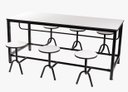 Ver imagem 1 de Mesa Refeitorio Savoia 06 Lugares com Banco Rebativel - Escamotiavel