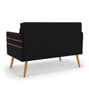 Ver imagem 5 de Namoradeira 02 Lugares Mari Suede Preto Pés Palito Castanho - D’Rossi