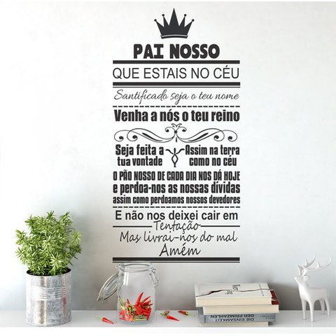 Adesivo de Parede Decorativo Frase Oração Pai Nosso Coroa