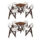 Ver imagem 1 de Kit Com 2 Jogos De Mesa Dobravel 70X70 Com 4 Cadeiras Imbuia Polipropileno Branc Marrom