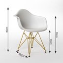 Ver imagem 2 de Mesa Jantar Industrial Branca 110Cm Redonda Base V Com 4 Poltronas Daw Brancas Base Dou Cor: Branco