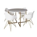 Ver imagem 6 de Mesa Jantar Industrial Branca 110Cm Redonda Base V Com 4 Poltronas Daw Brancas Base Dou Cor: Branco