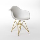 Ver imagem 4 de Mesa Jantar Industrial Branca 110Cm Redonda Base V Com 4 Poltronas Daw Brancas Base Dou Cor: Branco