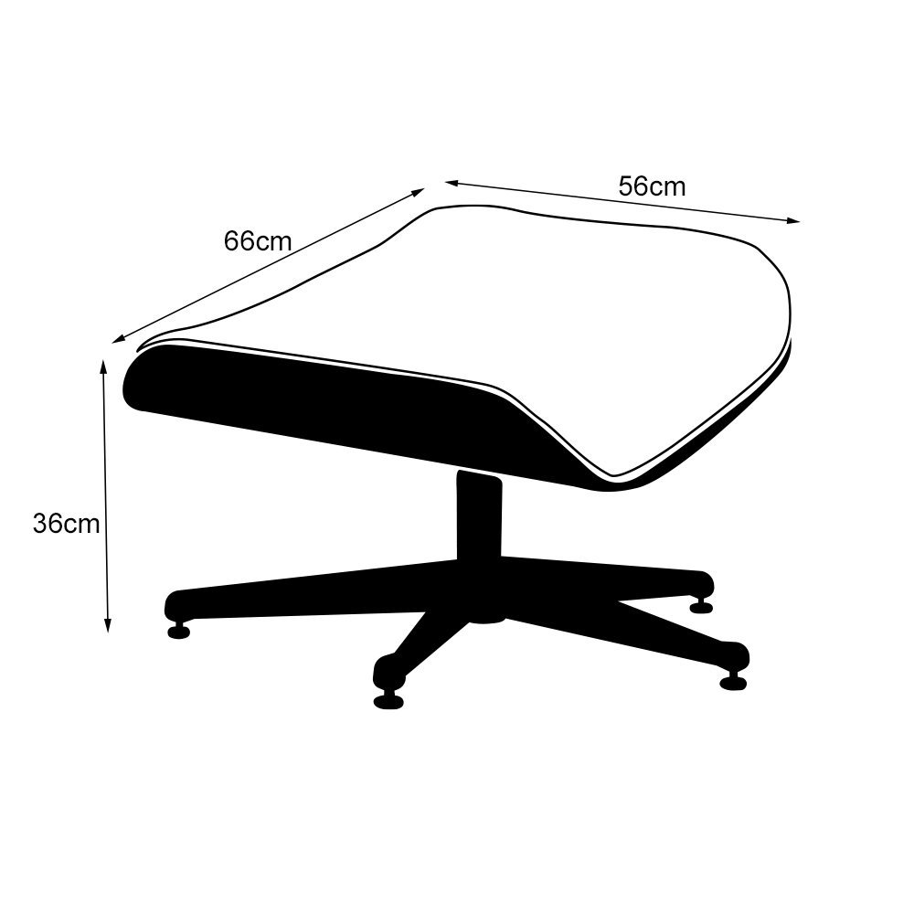 Poltrona para Leitura Charles Eames Couro com Puff Base Aluminio Preto - 5