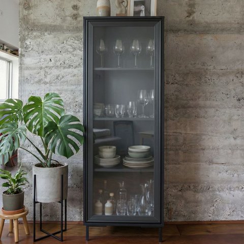 Estante Cristaleira 1 Porta de Vidro 3 Prateleiras 46,5cm Refresh Brv Móveis