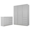 Ver imagem 2 de Jogo de Quarto Infantil Guarda Roupa 2 Portas e Cômoda 4 Gavetas Lua P04 Cinza - Mpozenato