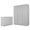 Ver imagem 1 de Jogo de Quarto Infantil Guarda Roupa 2 Portas e Cômoda 4 Gavetas Lua P04 Cinza - Mpozenato