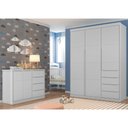 Ver imagem 2 de Jogo de Quarto Infantil Guarda Roupa 2 Portas e Cômoda 4 Gavetas Lua P04 Cinza - Mpozenato