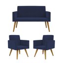 Ver imagem 1 de Kit Namoradeira 2 Lugares Reforçada + 2 Poltronas Balaqui Cor:azul Marinho