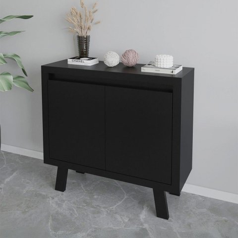 Armário para Escritório 2 Portas 1 Prateleira Me41417 Preto - Tecno Mobili