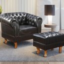 Ver imagem 3 de Kit Poltrona e Puff Chesterfield Duque Via Encanto Courano Preto