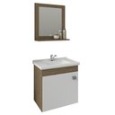 Ver imagem 1 de Gabinete de Banheiro com Cuba e Espelheira Iris 45cm Amendoa/branco - Mgm