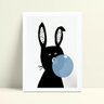 quadro quadro infantil coelho preto chiclete azul - 1