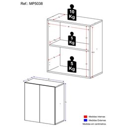 Balcão Multiuso Organizador para Banheiro 2 Portas 63cm Multimóveis MP5038 Preto - 3