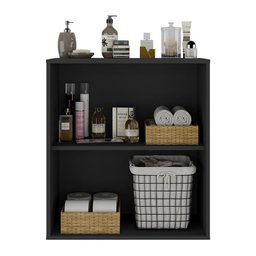 Balcão Multiuso Organizador para Banheiro 2 Portas 63cm Multimóveis MP5038 Preto - 4