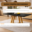 Ver imagem 4 de Mesa Jantar para 6 Lugares Pés Madeira Maciça 160x90 Pérola - Tampo Mdf/vidro - Mel/preto