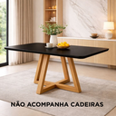 Ver imagem 2 de Mesa Jantar para 6 Lugares Pés Madeira Maciça 160x90 Pérola - Tampo Mdf/vidro - Mel/preto