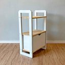 Ver imagem 5 de Aparador Linea Slim Moderno sem Porta 1 Gaveta Madeira Maciça 53cm Natural e Branco Artfactory