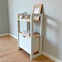Ver imagem 4 de Aparador Linea Slim Moderno sem Porta 1 Gaveta Madeira Maciça 53cm Natural e Branco Artfactory